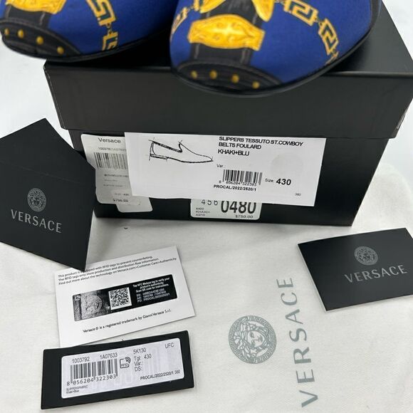 Men’s Versace medusa head silk slippers, size 43 made in Italy - Picture 10 of 10